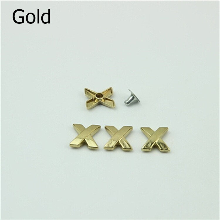 100pcs X Shape Button Belt Strap Rivet Concho Stud 1/2" 13mm Screwback Screw Back Shoe Blacelet Purse Handbag Dog Collar Hardware