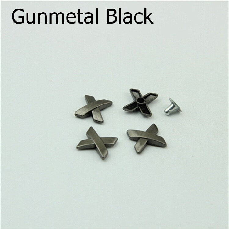 100pcs X Shape Button Belt Strap Rivet Concho Stud 1/2" 13mm Screwback Screw Back Shoe Blacelet Purse Handbag Dog Collar Hardware