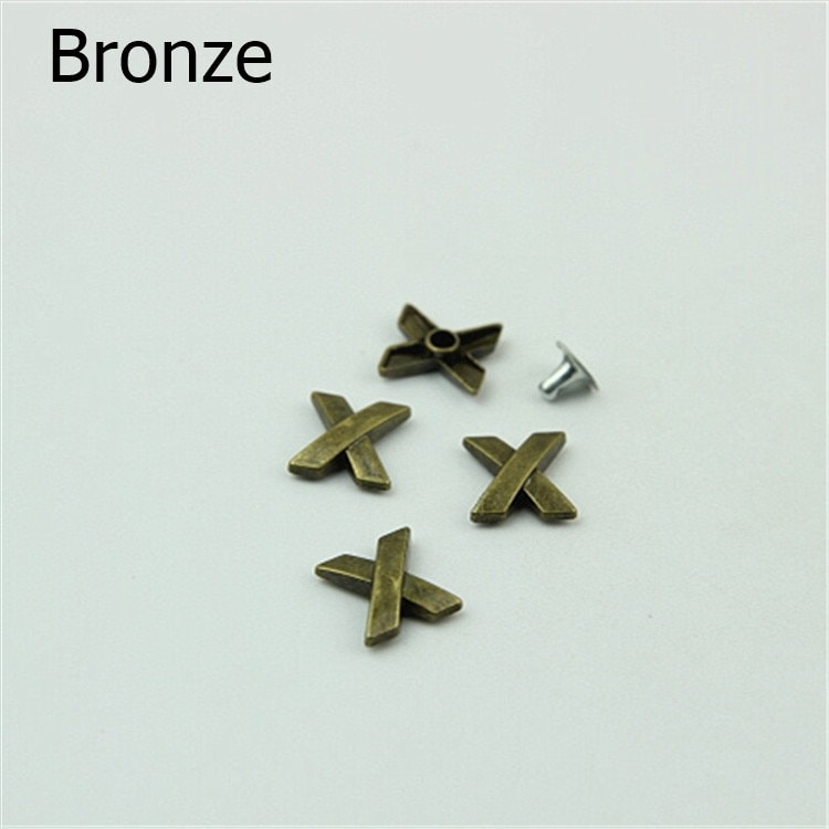 100pcs X Shape Button Belt Strap Rivet Concho Stud 1/2" 13mm Screwback Screw Back Shoe Blacelet Purse Handbag Dog Collar Hardware