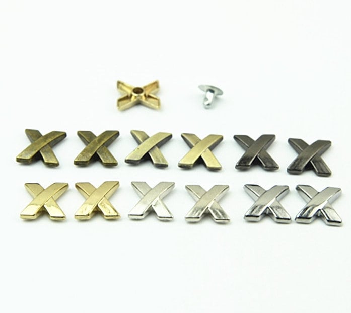 100pcs X Shape Button Belt Strap Rivet Concho Stud 1/2" 13mm Screwback Screw Back Shoe Blacelet Purse Handbag Dog Collar Hardware