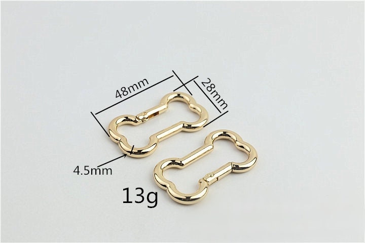 Bone Shape Push Gate Ring 1 7/8x1 1/8" 48x28mm Metal Snap Hook Spring Ring Clip Clasp Heavy Duty Handbag Bag Making Replacement Wholesale