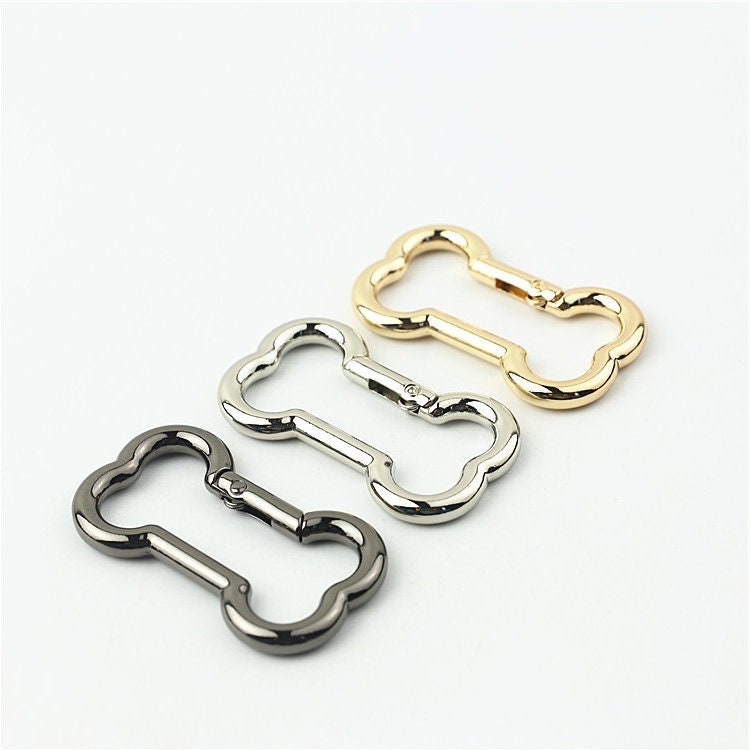 Bone Shape Push Gate Ring 1 7/8x1 1/8" 48x28mm Metal Snap Hook Spring Ring Clip Clasp Heavy Duty Handbag Bag Making Replacement Wholesale