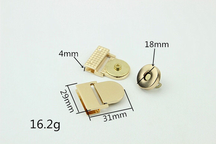 Magnetic Bag Lock Button 31mm 1 1/4" Purse Charm Organizer Luggage Hardware Black Gold Closure Small Bag Clutch Metal DIY Bulk Wholesale