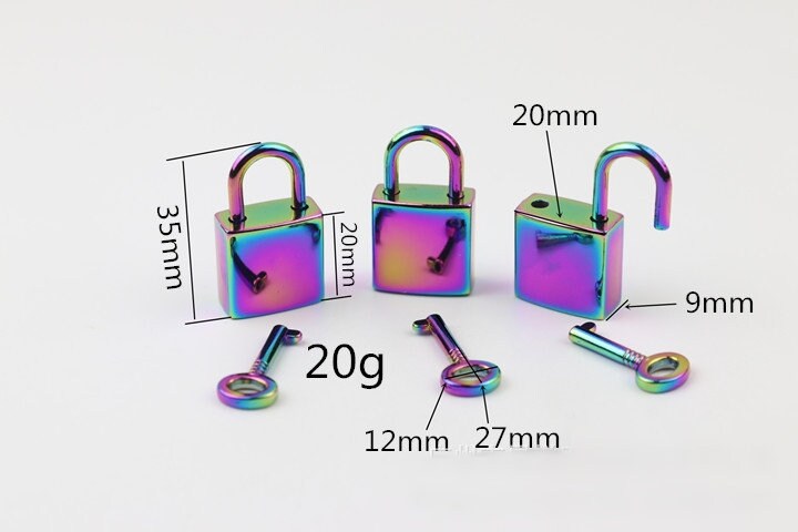 Square Padlock and Key 3/4x1 3/8" 20x35mm Jewelry Box Lock Small Luggage Padlock Heavy Duty Purse Handbag Bag Furniture Making Hardware Bulk