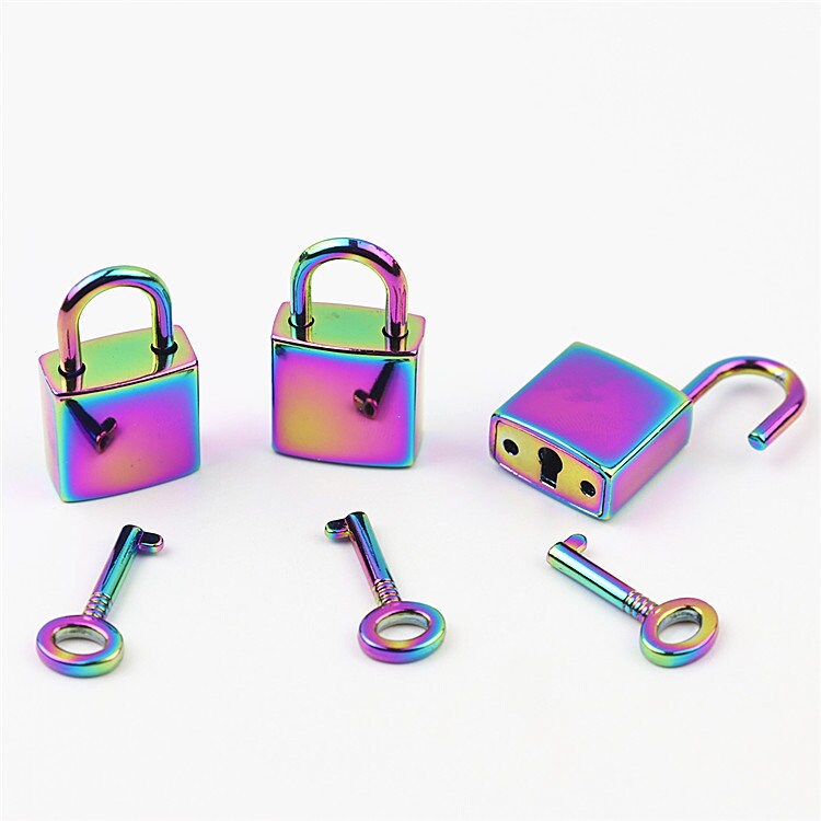 Square Padlock and Key 3/4x1 3/8" 20x35mm Jewelry Box Lock Small Luggage Padlock Heavy Duty Purse Handbag Bag Furniture Making Hardware Bulk