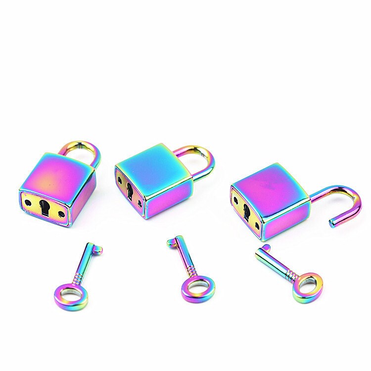 Square Padlock and Key 3/4x1 3/8" 20x35mm Jewelry Box Lock Small Luggage Padlock Heavy Duty Purse Handbag Bag Furniture Making Hardware Bulk