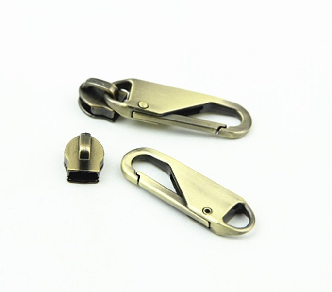 Zipper Pull with Lever Snap Hook #5 1 3/4" 45mm Zipper Head Pull-Tab Replacement Heavy Duty Handbag Bag Making Hardware Wholesale Bulk