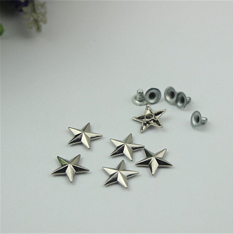 100pcs Star Shape Button Belt Strap Rivet Concho Stud 5/8" 15mm Screwback Screw Back Shoe Blacelet Purse Handbag Dog Collar Hardware