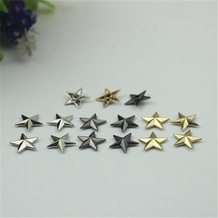 100pcs Star Shape Button Belt Strap Rivet Concho Stud 5/8" 15mm Screwback Screw Back Shoe Blacelet Purse Handbag Dog Collar Hardware