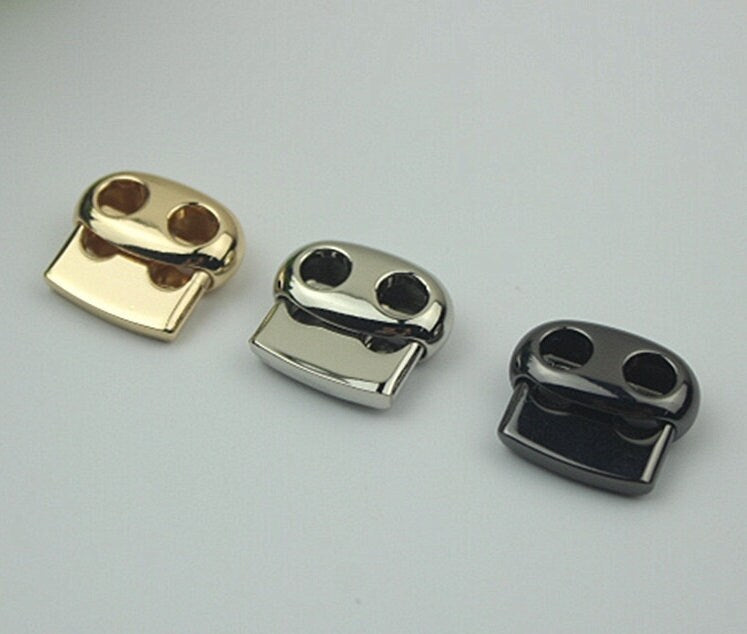 Rectangle Cord Lock 3/4" 20mm Metal Rope Lock Stopper Adjuster Buckle Double Hole Toggle Closures Handbag Bag Purse Making Hardware