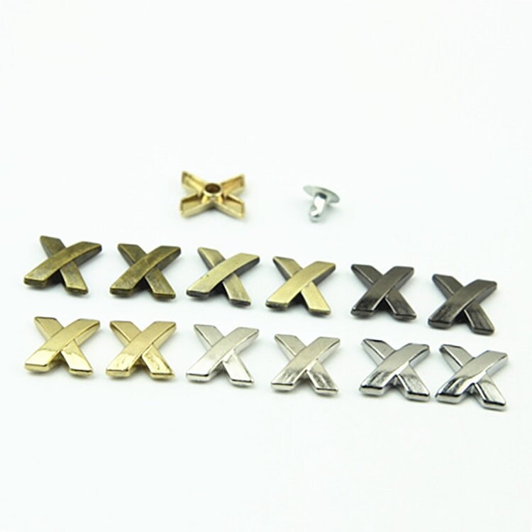 100pcs X Shape Button Belt Strap Rivet Concho Stud 1/2" 13mm Screwback Screw Back Shoe Blacelet Purse Handbag Dog Collar Hardware