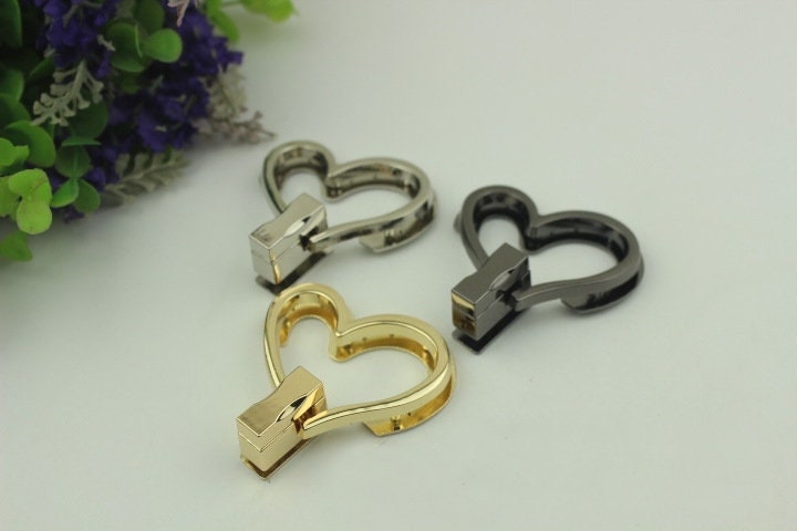 Heart Turn Lock 2 3/8" 60mm Metal Purse Twist Lock Closure Heavy Duty Handbag Bag Making Replacement Hardware Accessories Wholesale