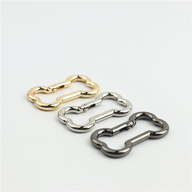 Bone Shape Push Gate Ring 1 7/8x1 1/8" 48x28mm Metal Snap Hook Spring Ring Clip Clasp Heavy Duty Handbag Bag Making Replacement Wholesale