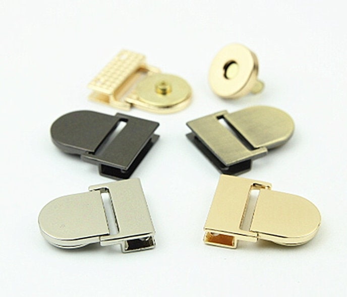 Magnetic Bag Lock Button 31mm 1 1/4" Purse Charm Organizer Luggage Hardware Black Gold Closure Small Bag Clutch Metal DIY Bulk Wholesale