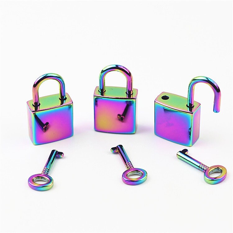 Square Padlock and Key 3/4x1 3/8" 20x35mm Jewelry Box Lock Small Luggage Padlock Heavy Duty Purse Handbag Bag Furniture Making Hardware Bulk