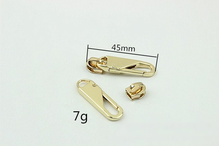 Zipper Pull with Lever Snap Hook #5 1 3/4" 45mm Zipper Head Pull-Tab Replacement Heavy Duty Handbag Bag Making Hardware Wholesale Bulk