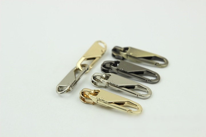 Zipper Pull with Lever Snap Hook #5 1 3/4" 45mm Zipper Head Pull-Tab Replacement Heavy Duty Handbag Bag Making Hardware Wholesale Bulk