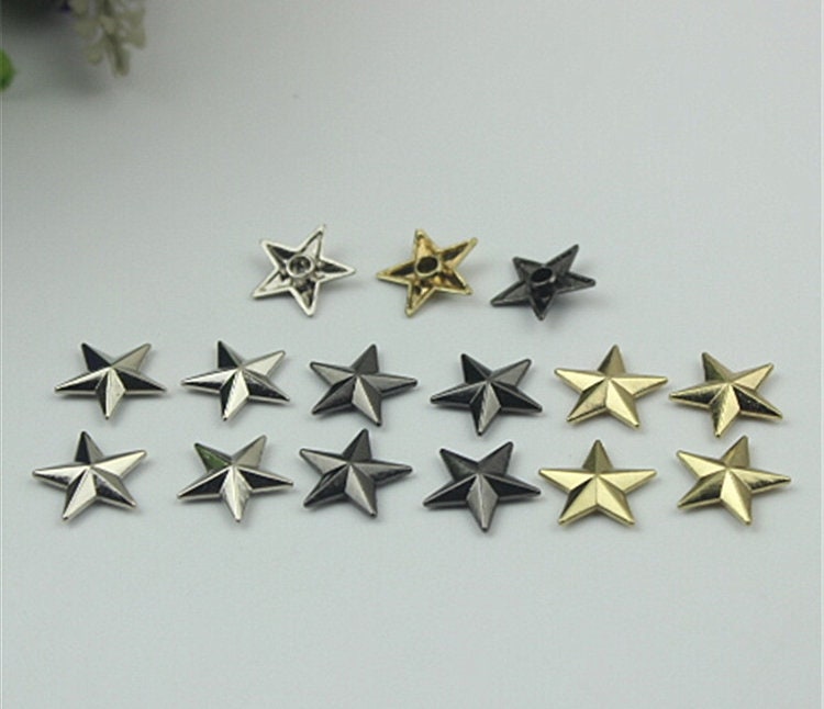 100pcs Star Shape Button Belt Strap Rivet Concho Stud 5/8" 15mm Screwback Screw Back Shoe Blacelet Purse Handbag Dog Collar Hardware