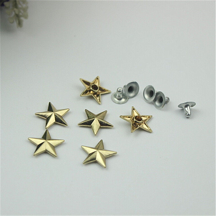 100pcs Star Shape Button Belt Strap Rivet Concho Stud 5/8" 15mm Screwback Screw Back Shoe Blacelet Purse Handbag Dog Collar Hardware