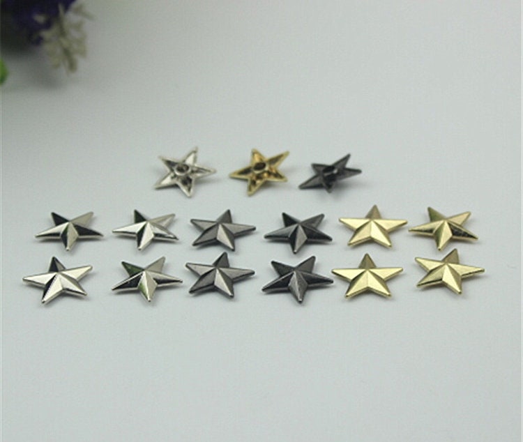 100pcs Star Shape Button Belt Strap Rivet Concho Stud 5/8" 15mm Screwback Screw Back Shoe Blacelet Purse Handbag Dog Collar Hardware