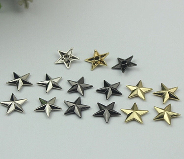 100pcs Star Shape Button Belt Strap Rivet Concho Stud 5/8" 15mm Screwback Screw Back Shoe Blacelet Purse Handbag Dog Collar Hardware