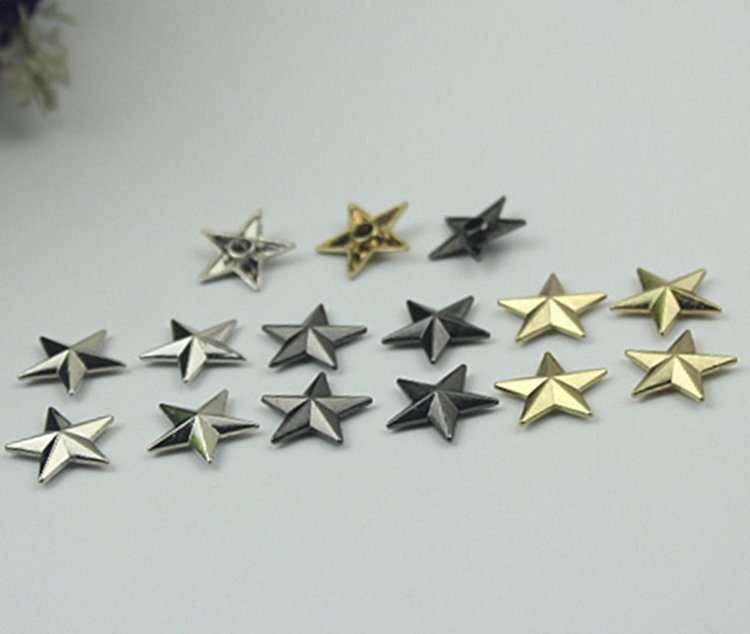 100pcs Star Shape Button Belt Strap Rivet Concho Stud 5/8" 15mm Screwback Screw Back Shoe Blacelet Purse Handbag Dog Collar Hardware