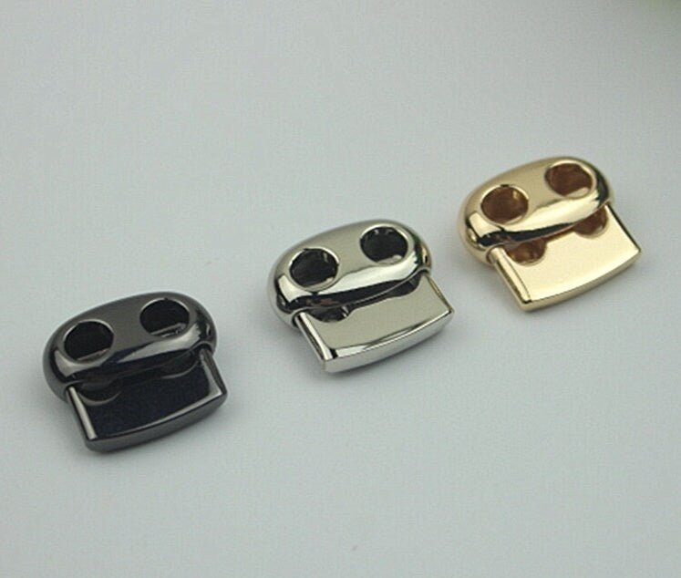 Rectangle Cord Lock 3/4" 20mm Metal Rope Lock Stopper Adjuster Buckle Double Hole Toggle Closures Handbag Bag Purse Making Hardware