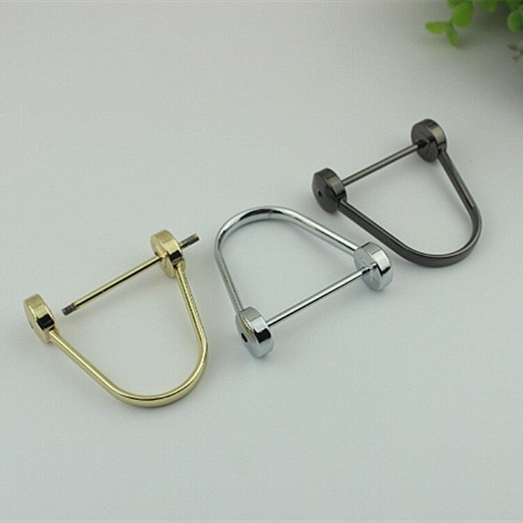 D-Rings Screw In Shackle Horseshoe Buckle Purse Strap Connector Metal Adjuster 1 3/4 Inch 45mm Belt Webbing Purse Hardware Wholesale Bulk