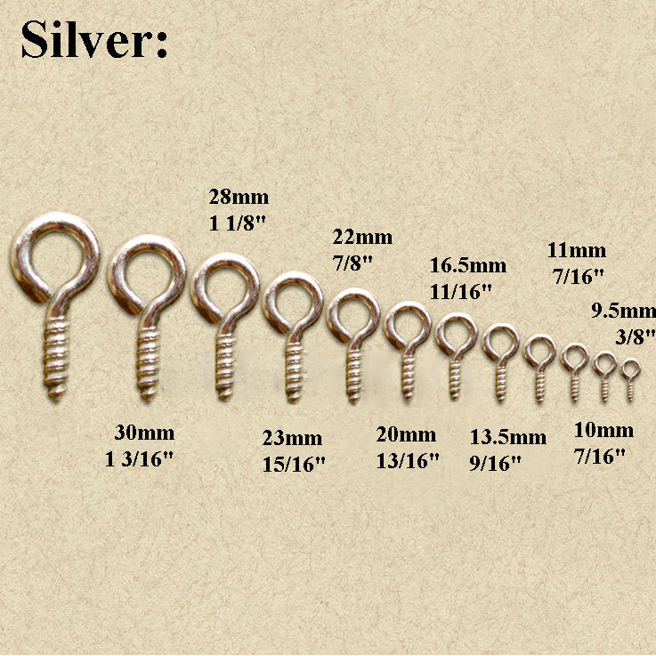 Iron Oriental Decorative Screw Nails - Silver Finish for Cabinets - 9.5mm Silver / 10pcs