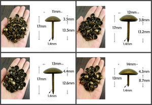 Iron Round Decorative Screw Nails - Antique Bronze Finish Hardware - 6x12mm Ant. Bronze / 5pcs