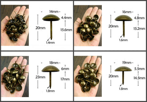 Iron Round Decorative Screw Nails - Antique Bronze Finish Hardware - 6x12mm Ant. Bronze / 10pcs