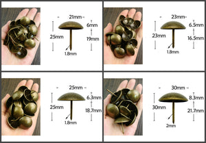 Iron Round Decorative Screw Nails - Antique Bronze Finish Hardware - 6x12mm Ant. Bronze / 50pcs
