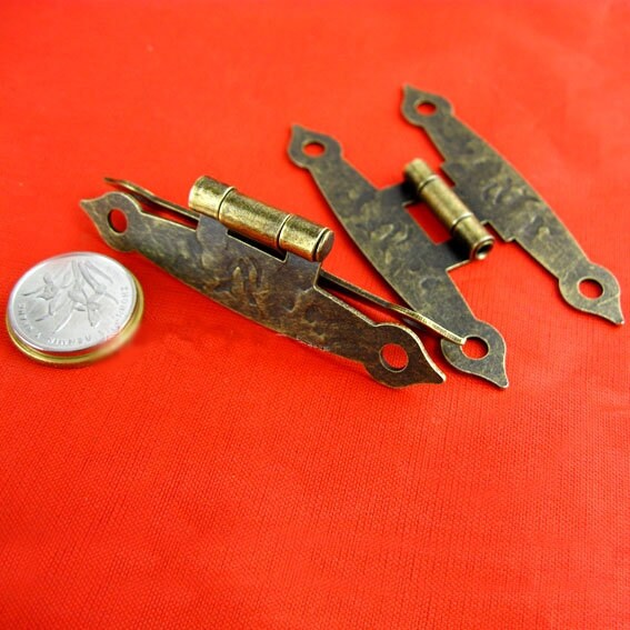 Zinc Alloy Oriental Mini Box Hinges - Antique Bronze Finish Hardware - Ant.Bronze 63mm / 100pcs
