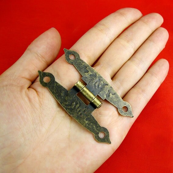 Zinc Alloy Oriental Mini Box Hinges - Antique Bronze Finish Hardware - view 7