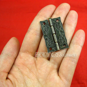 Zinc Alloy Oriental Mini Box Hinges - Antique Bronze Finish Hardware - view 9