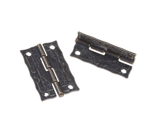 Zinc Alloy Oriental Mini Box Hinges - Antique Bronze Finish Hardware - view 10