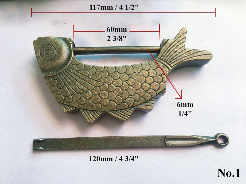 Zinc Alloy Oriental Decorative Padlocks - Antique Bronze Finish - No.1 AntBronze 117mm / 10pcs