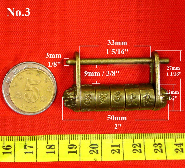 Zinc Alloy Oriental Decorative Padlocks - Antique Bronze Finish - No.3 Ant.Bronze 50mm / 1pc