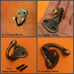 Zinc Alloy Oriental Decorative Wall Hooks - Antique Bronze Finish - No.1 Ant.Bronze 32mm / 50pcs