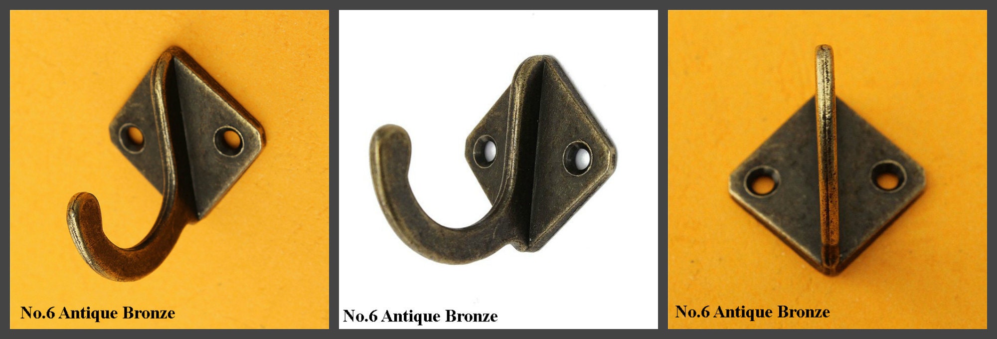 Zinc Alloy Oriental Decorative Wall Hooks - Antique Bronze Finish - No.1 Gold 32mm / 1pc