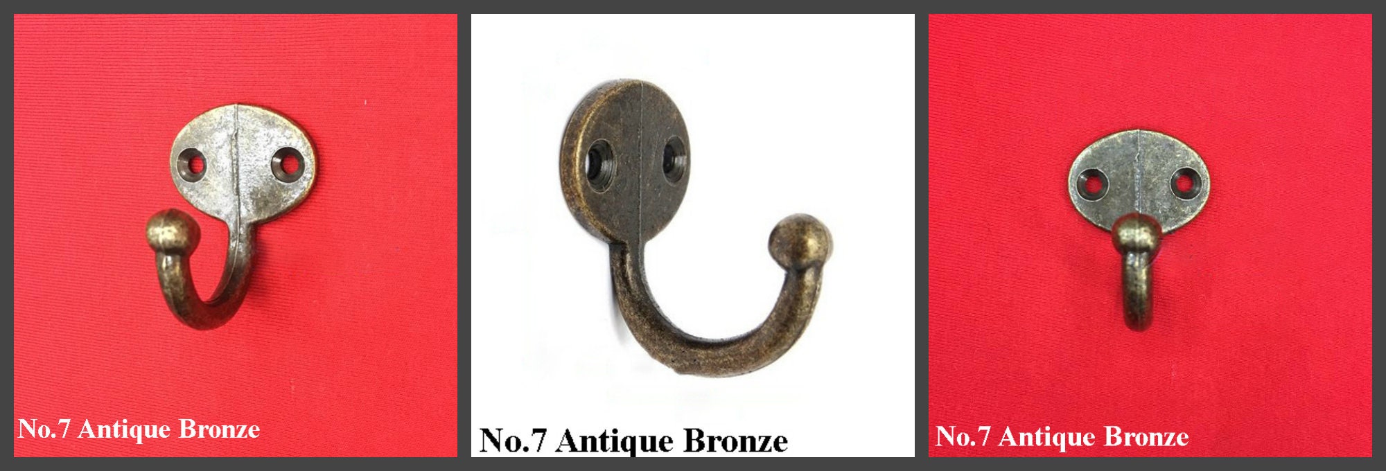 Zinc Alloy Oriental Decorative Wall Hooks - Antique Bronze Finish - No.1 Gold 32mm / 5pcs