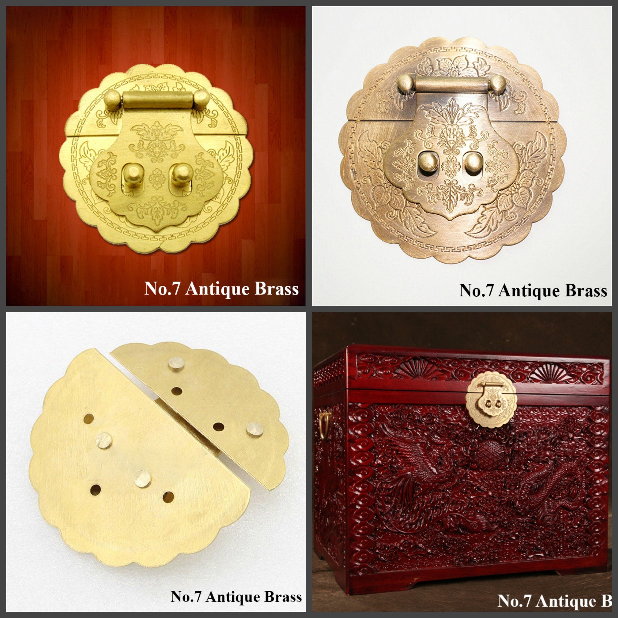 Zinc Alloy Round Decorative Padlocks - Antique Bronze Finish - No.2 Ant.Bronze 51mm / 5pcs